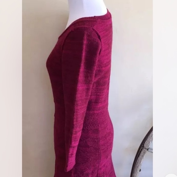 ANTHROPOLOGIE SPARROW Magenta Lambswool Cotton Soft Warm Knit Sweater Dress Nice - Picture 6 of 10